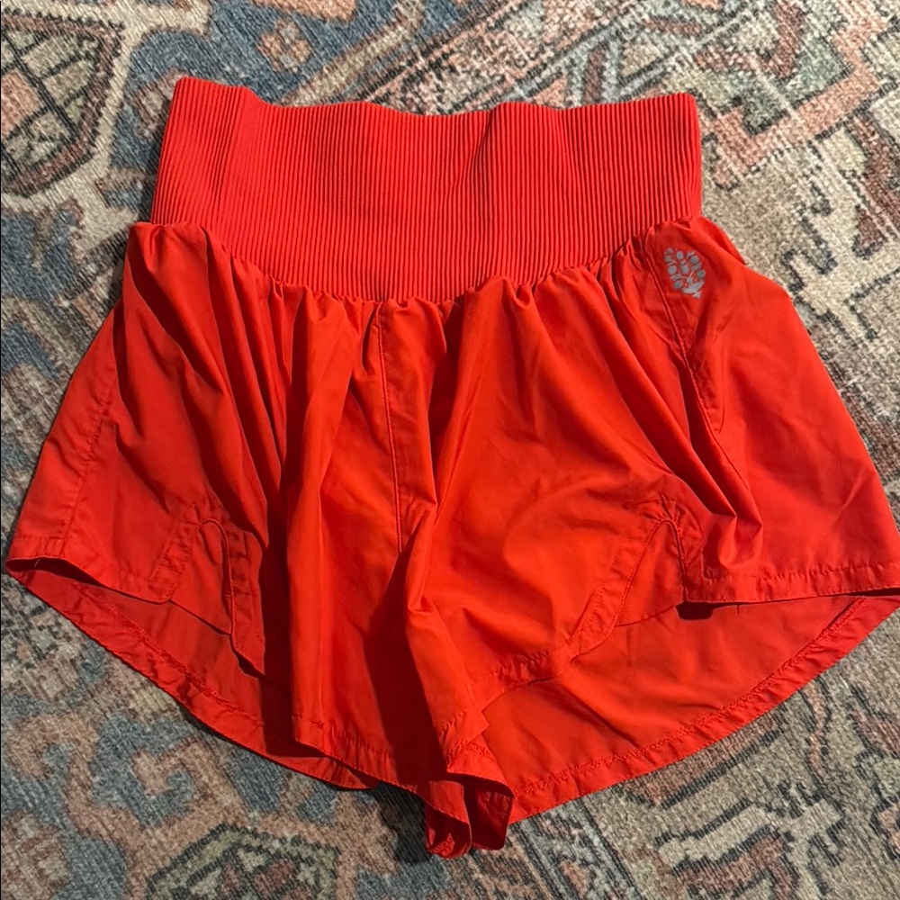 Free People Red Athletic Shorts High-Waisted Flowy Design